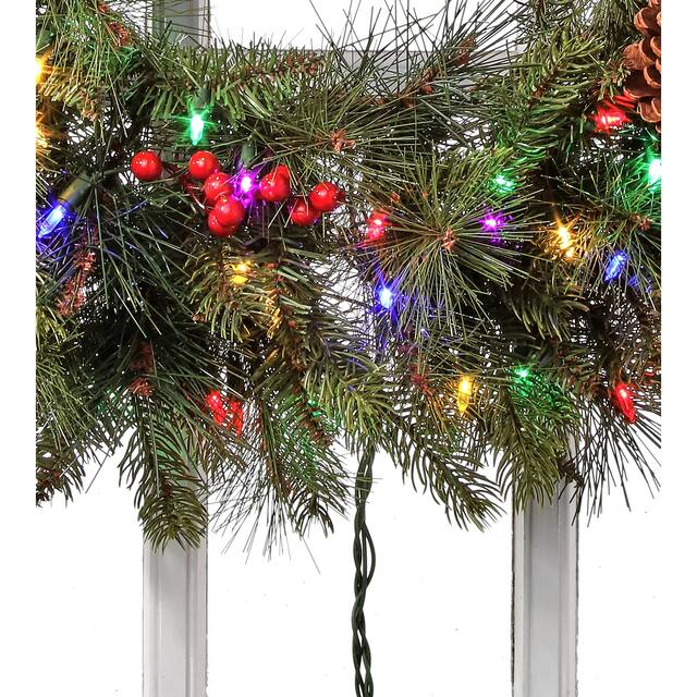 30" LED Forest Berry Fir Wreath - Two Tone Green - 30-Inch