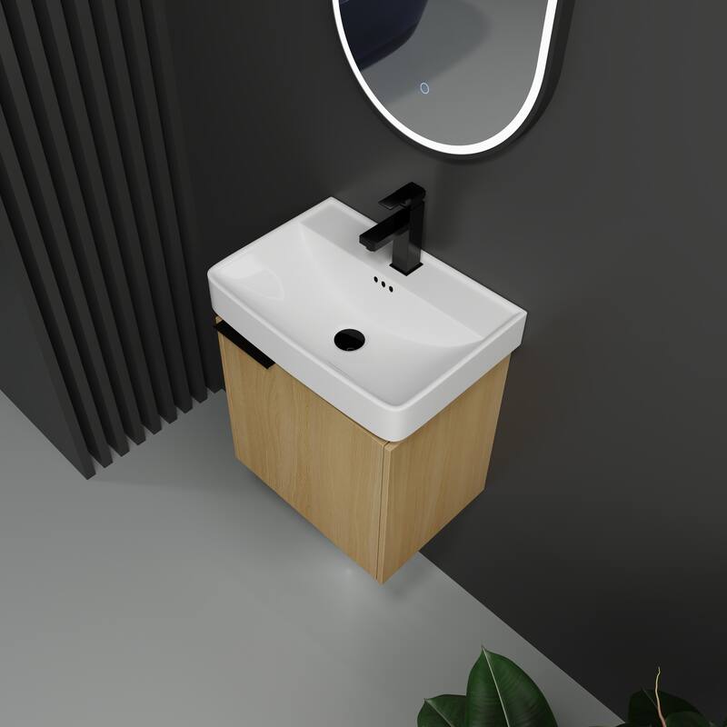 Plywood Wall-Mounted Bathroom Vanity with Integrated Resin Sink
