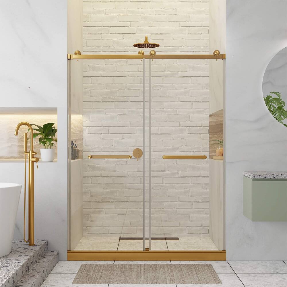 Fine Fixtures Frameless Clear Sliding Bathroom Shower Door