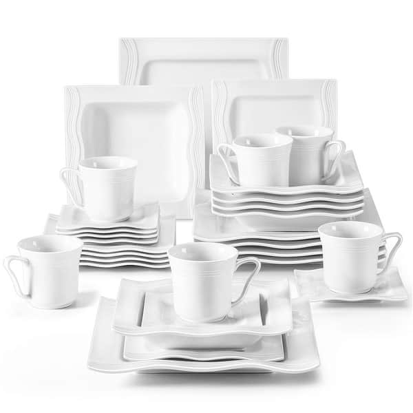 MALACASA 26-Piece White Porcelain Dinnerware in the Dinnerware department  at