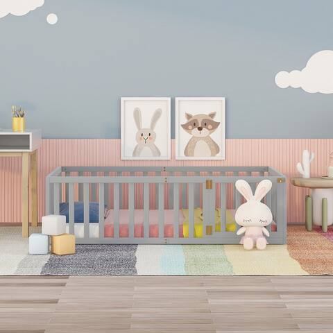 Twin Size Wood Daybed with Fence