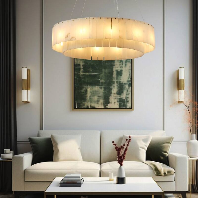 KAYLA D30in Modern Marble Dining Room Chandeliers - Glod