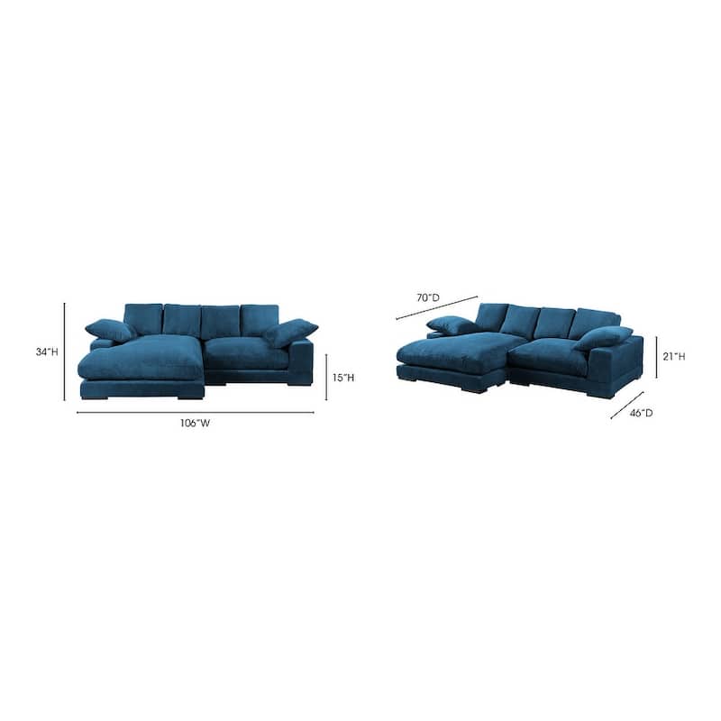 106 in. Wide Square Arm Polyester Fabric L-Shaped Sofa Deep-Seated Sectional Couches in Blue - 106"L×70"W×34"H