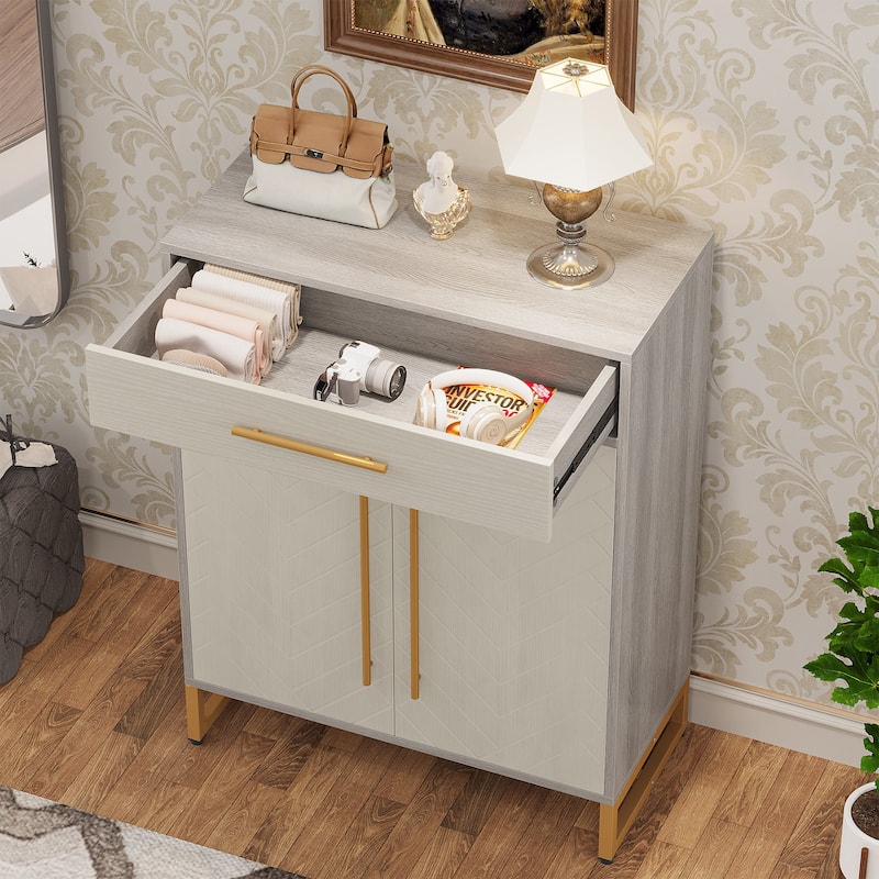 Modern 20 Pairs Shoe Cabinet with Drawer, Doors - 15.75"D x 31.5"W x 39.37"H