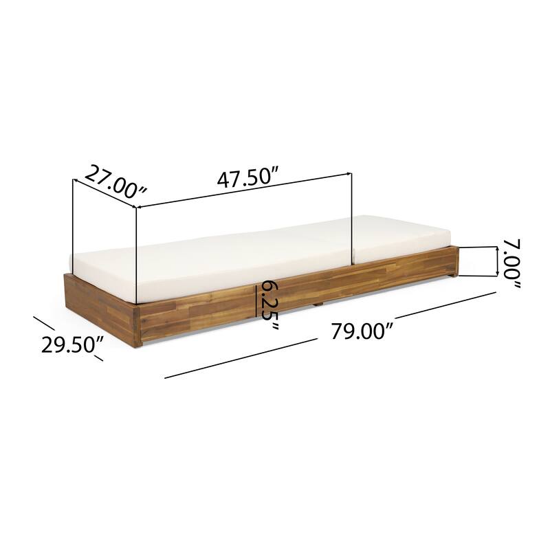 Ian Outdoor Acacia Wood Chaise Lounge with Cushion (Set of 4) by Christopher Knight Home