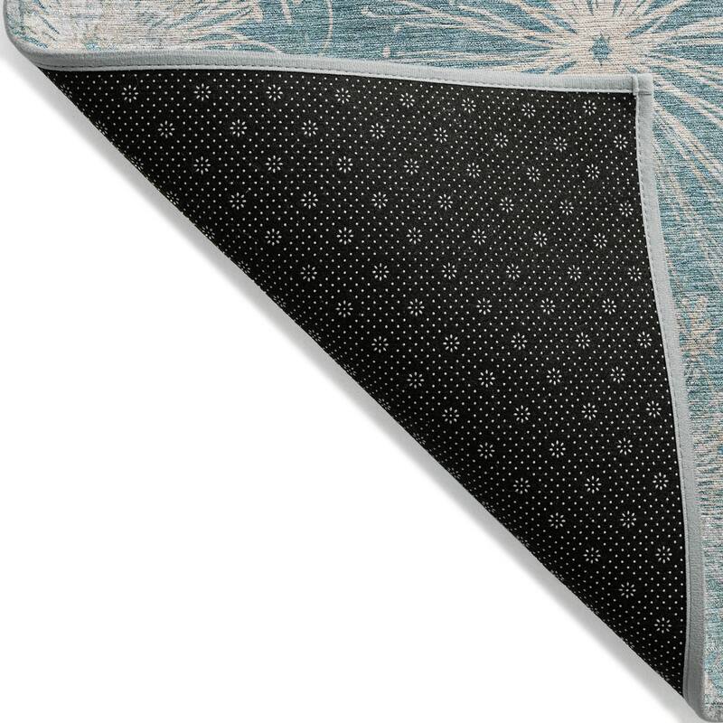 Machine Washable Indoor/ Outdoor Floral Geo Chantille Rug