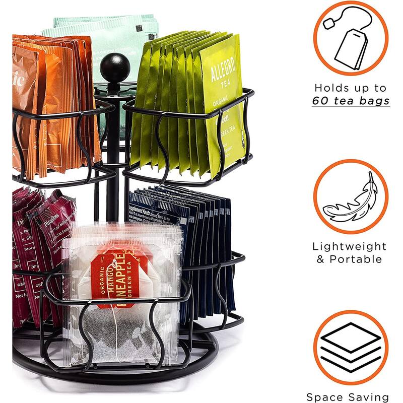 Sorbus Spinning Carousel, 2 Tier Revolving Lazy Susan, Tea Caddy Organizer for Countertop