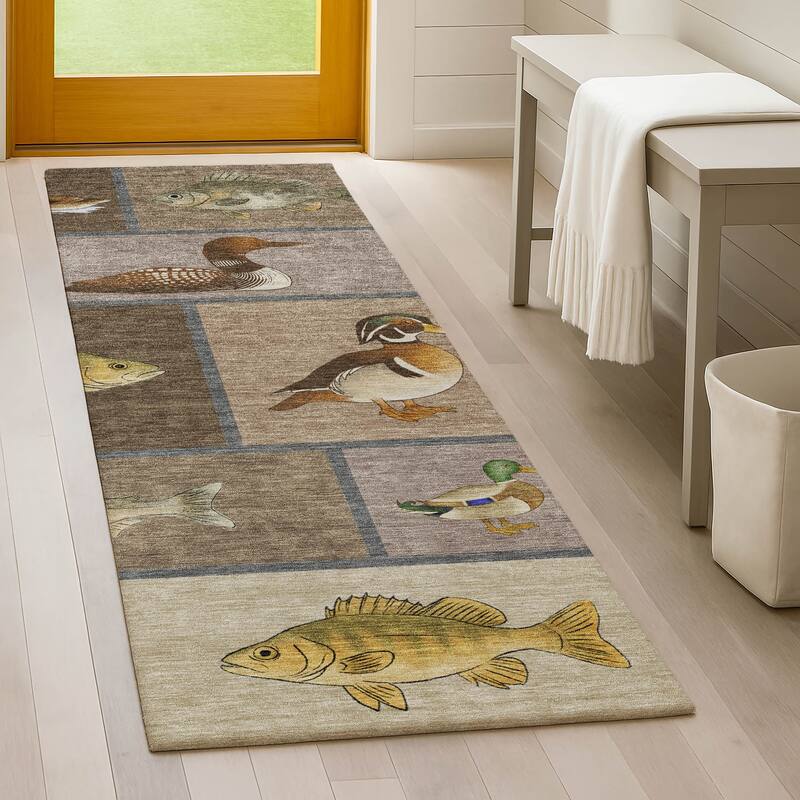 Machine Washable Indoor/ Outdoor Cabin Lodge Chantille Rug