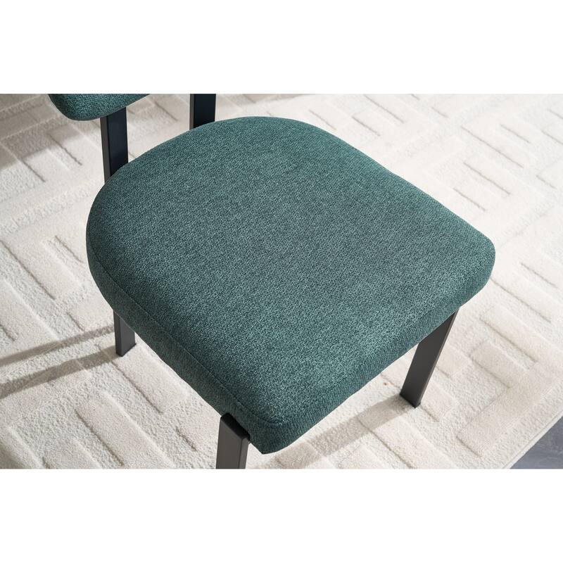 Modern Dining Room Chairs Set of 2, Mid-Century Upholstered Boucle Kitchen Dining Chairs with Metal Legs