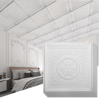 Art3d 24"x24" Drop Ceiling Tiles, Waterproof Ceiling Panels, Vintage Style 3D Wall Panels,12-Pack