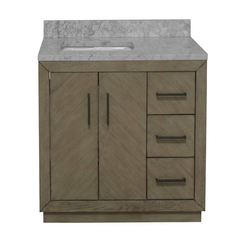KitchenBathCollection Peyton 36" Bathroom Vanity with Carrara Marble Top