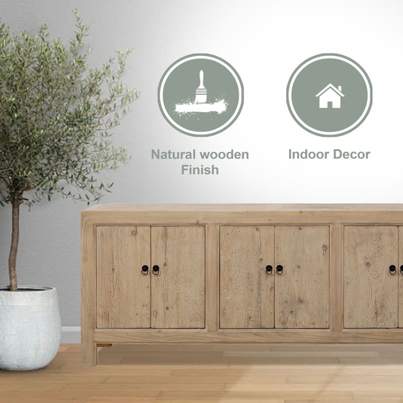 Artissance Reclaimed Wood Shandong Buffet With 6 Drawers, 35.5 Inch Tall, Natural Wood Finish