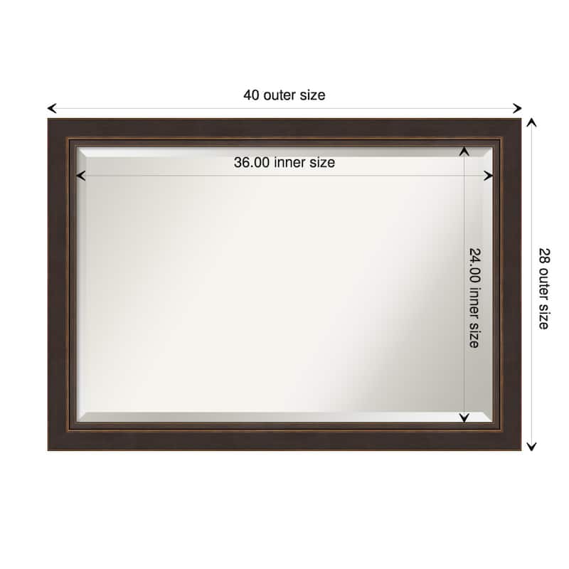 Beveled Wood Bathroom Wall Mirror - Lara Bronze Frame - Lara Bronze - 40 x 28 in