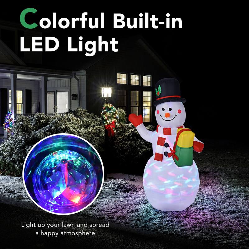 5 FT Tall Snowman Inflatable Blow up Inflatable w/Built-in Colorful
