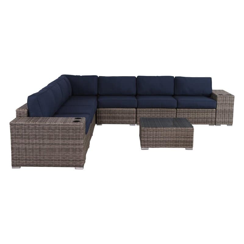 LSI Antibes 10-piece Sectional Set with Cup Holders and Sunbrella Cushions