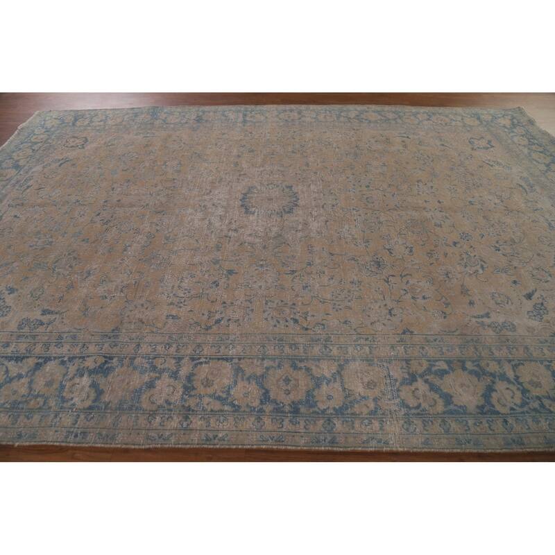 Distressed Najafabad Persian Antique Area Rug Hand-knotted Wool Carpet - 8'4" x 12'2"