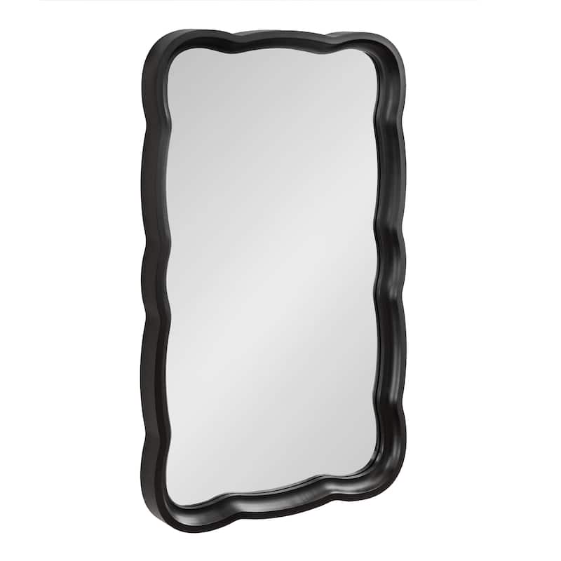 Kate and Laurel Hatherleigh Scallop Wood Wall Mirror - Black - 24x38