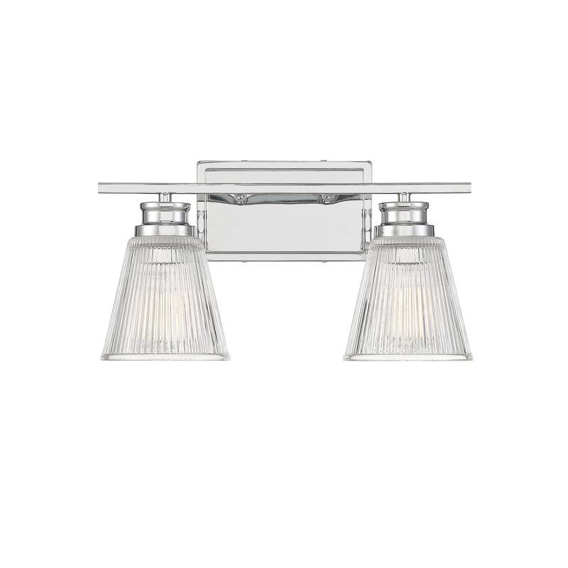 Meridian M80040 2 Light 16" Wide Bathroom Vanity Light with Ribbed - Chrome