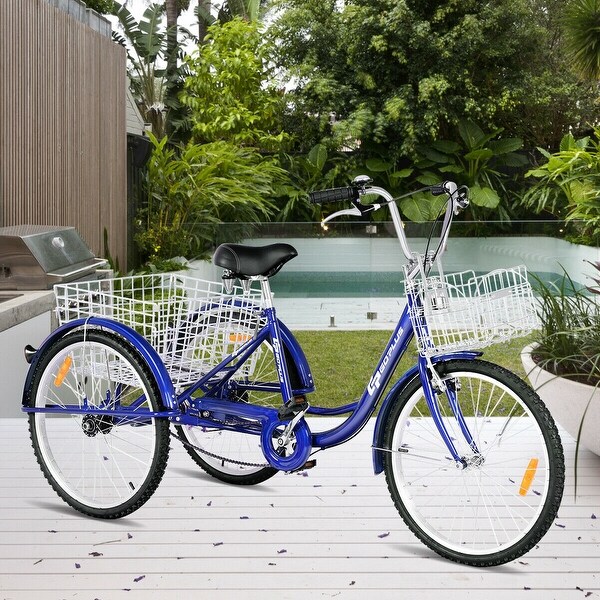 Goplus 26'' Single Speed 3-wheel Bicycle Adult Tricycle Seat