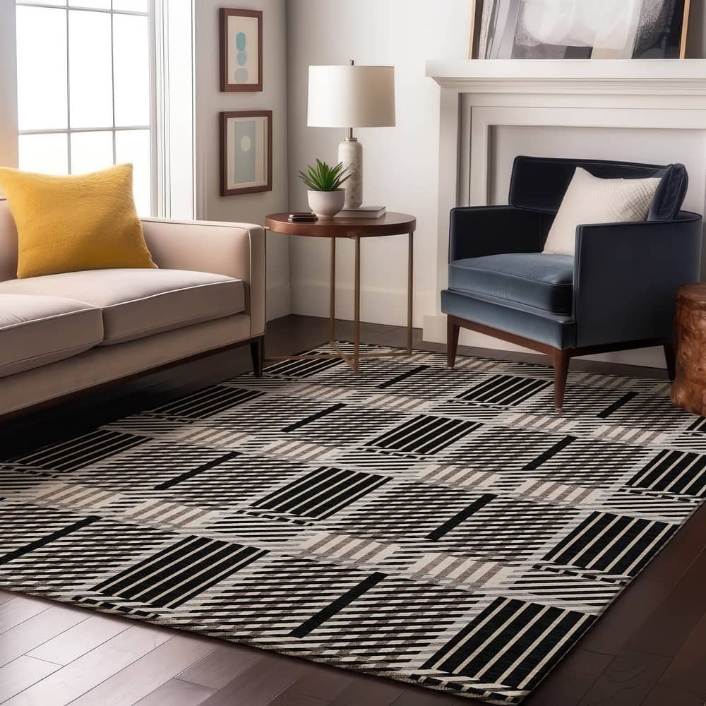Premium Washable Super Soft Modern Plaid Mayfield Rug