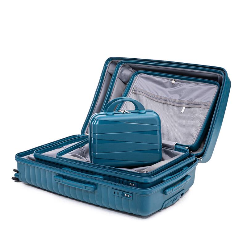 14IN 20IN 24IN 28IN 4 pcs/set in PP Spinner Wheel Luggage, Carry on Suitcase, Iron Pull Rod, Combination Password Lock