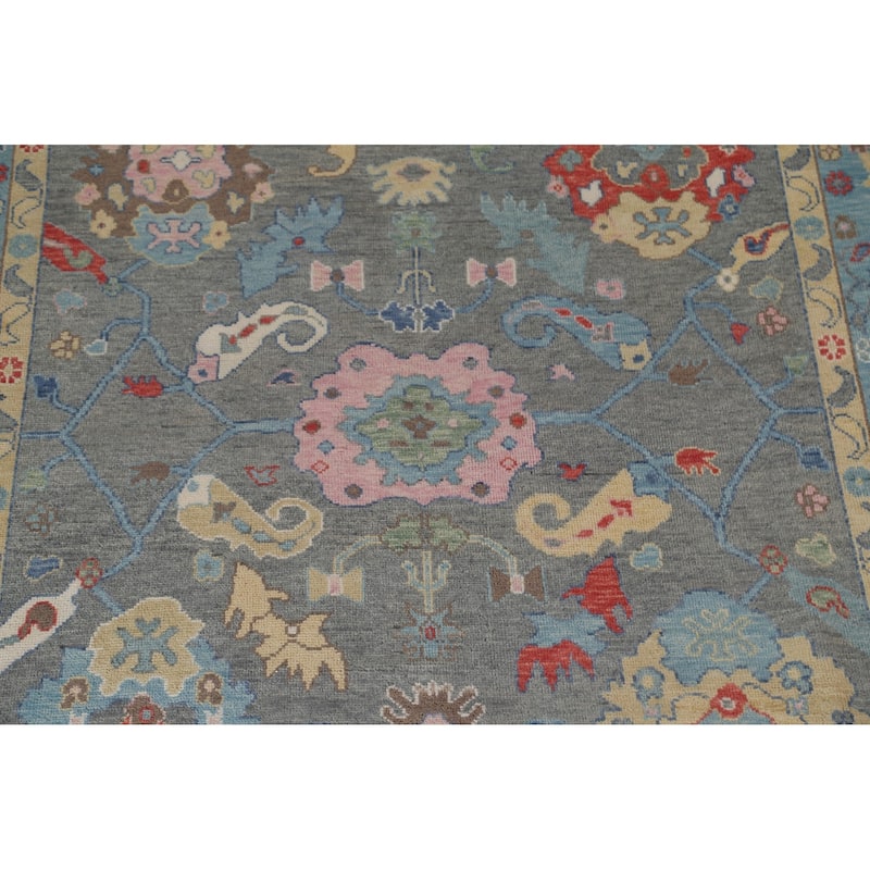 Gray & Blue Oushak Oriental Area Rug Handmade Wool Carpet - 8'11"x 11'8"