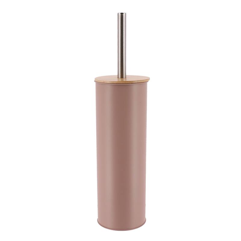 Metal Toilet Brush and Holder Set With Bamboo Lid - Cappuccino