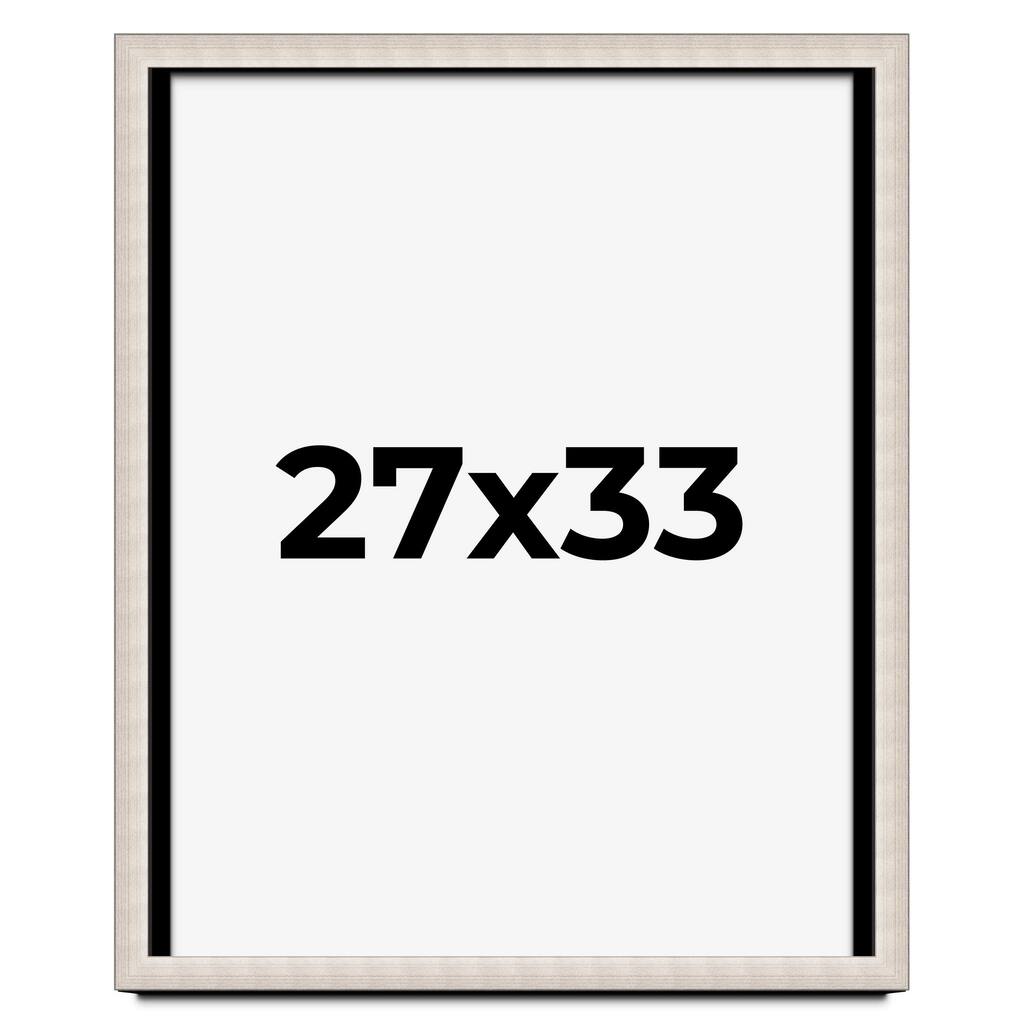 27x33 Shadow Box Frame Silver Real Wood Contemporary Shadowbox Display Frame UV Acrylic Front Acid Free Backing and Hardware