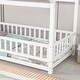 preview thumbnail 38 of 39, Pine Wood Floor Wooden Bed with House Roof Frame, Fence Guardrails for Kids, Boys and Girls