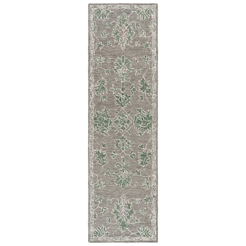 SAFAVIEH Handmade Metro Neasa Wool Rug - 2'3" x 8' Runner - Grey/Green