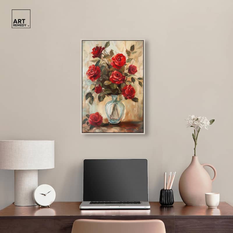 Ruby Roses in Riad Glass Canvas by Art Remedy