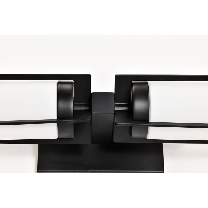 Roselle 2 Light Vanity Matte Black with White Glass