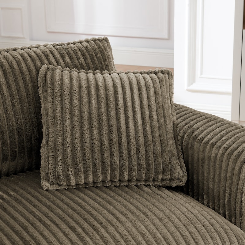 Roomfitters Corduroy Accent Chair with Pillow, Oversized Single Sofa Chair with Armrests and Soft Cushion, Modern Lounge Chair