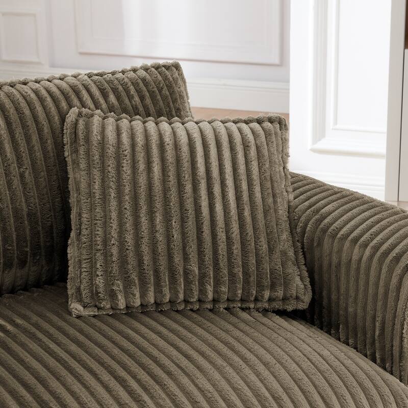 Tufted Corduroy Lazy Sofa Chair with Backrest and Armrests Single Person Lounge Chair for Living Room or Bedroom Accent Chairs
