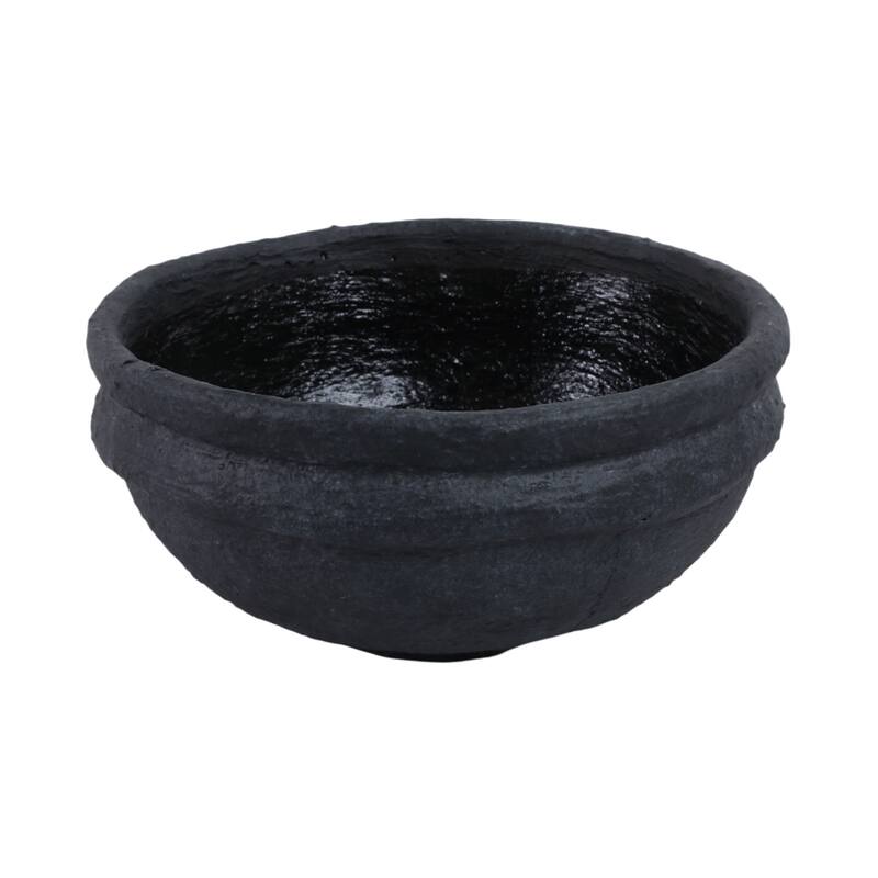 Terracotta Decorative Bowl Handcrafted Textured Design - 6" Black - 12" x 12" x 6"