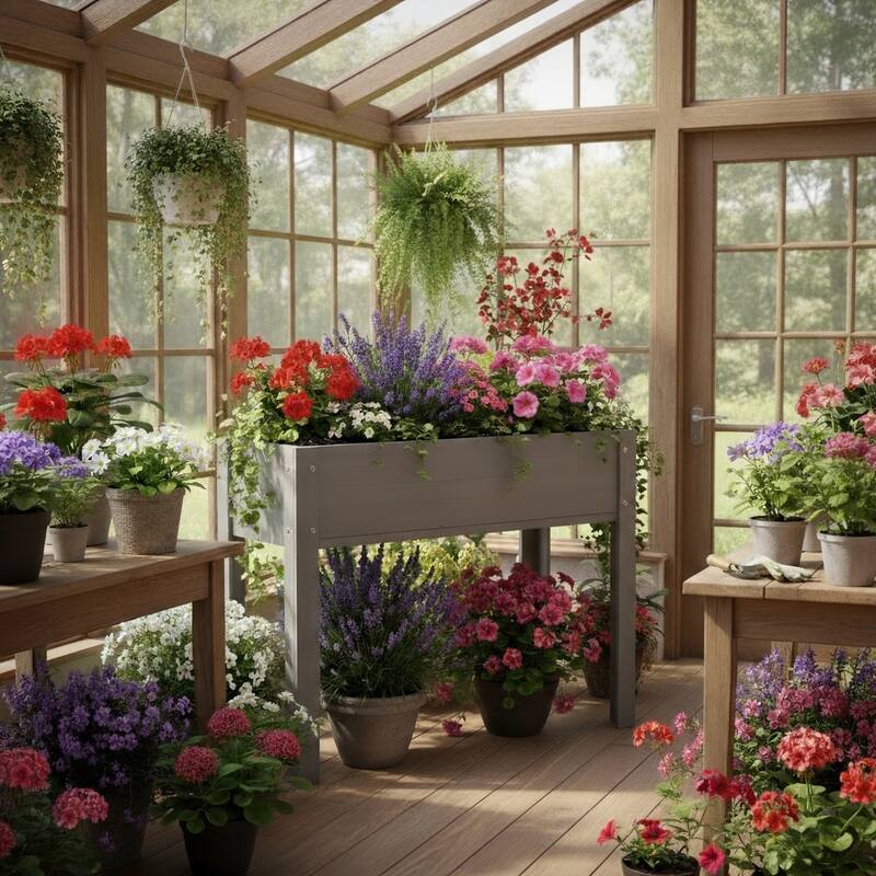 Natural Elevated Planter Box for Outdoor Use with Eco-Friendly Finish