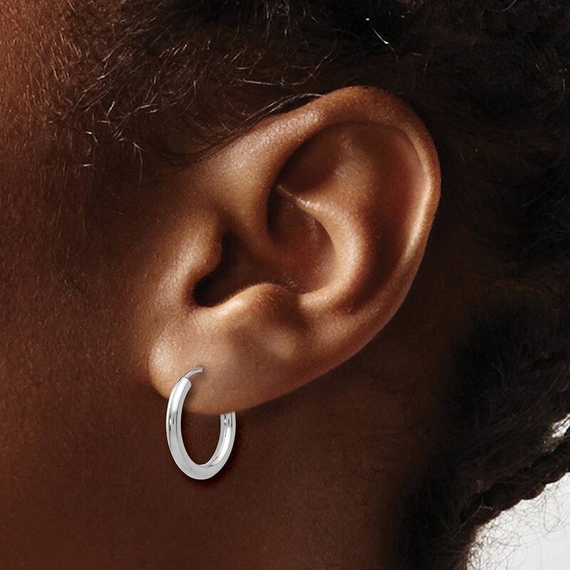Curata 14k White Gold 2x13mm Polished Endless Hoop Earrings