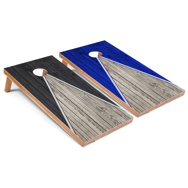 slide 2 of 7, Dark Grey and Royal Pyramid Outdoor Cornhole Set All-Weather 2x4 - Include ALL Accessories
