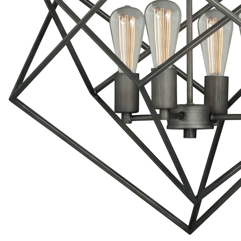 Rad 4 Light Mid-Century Modern Geometric Cage Bulb Pendant