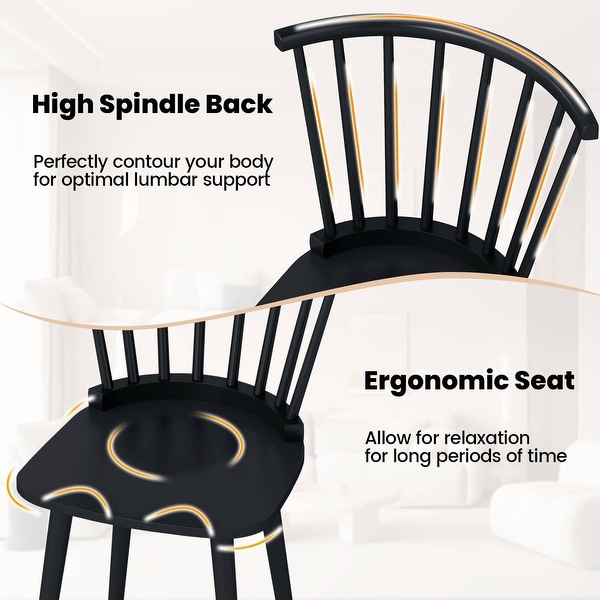 UNIVERSAL Windsor chair ② Costway Rubber Wood Windsor Dining Chairs Set of 2 with Spindle
