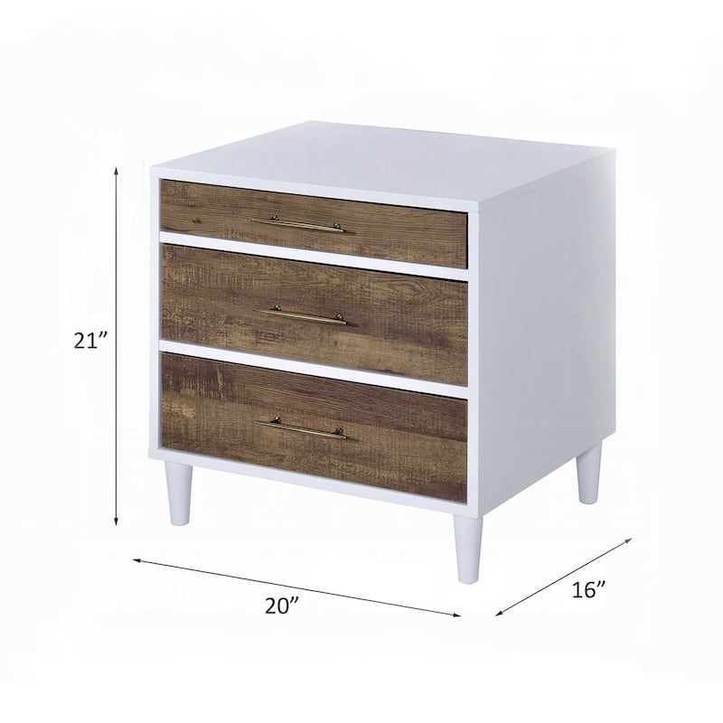 Two-tone Finish Nightstand with 3 Drawers
