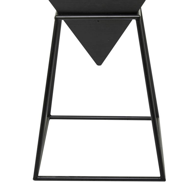 Wood Geometric Inverted Pyramid Accent Table with Black Metal Stand - White or Black - Roche River Decor
