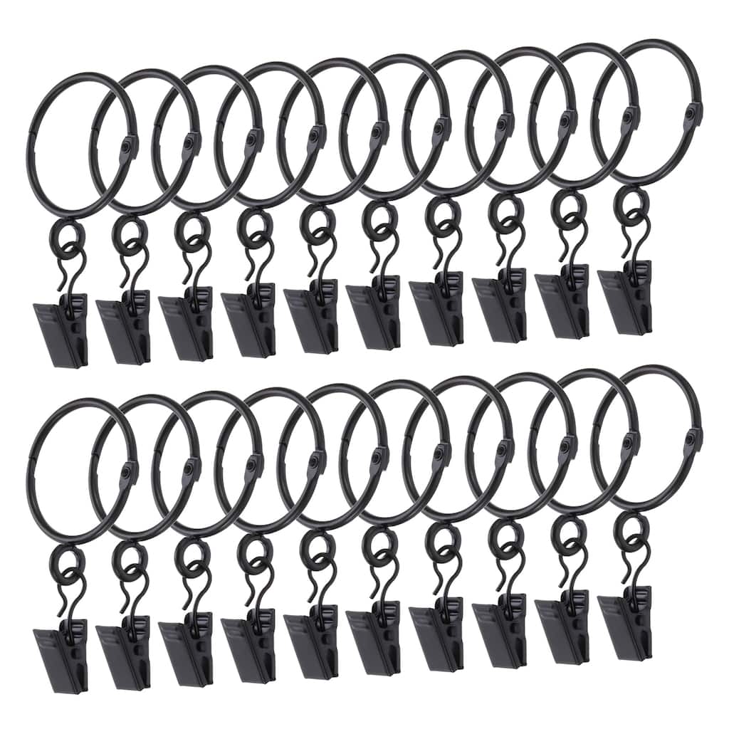 24 Pcs Drapery Curtain Rings with Clip Metal