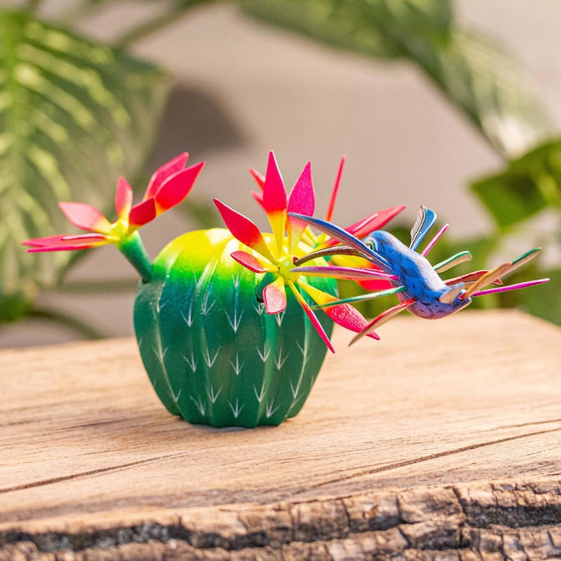 Novica Handmade Hummingbirds Delight Wood Alebrije Sculpture
