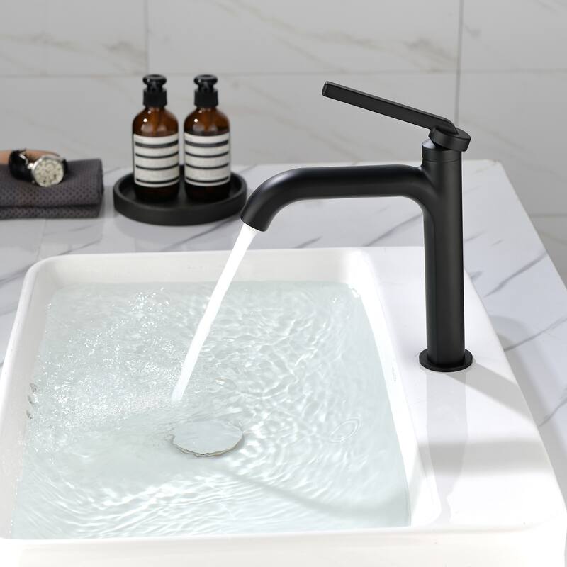 9 in.H Modern Matte Black/ Brushed Gold Single Handle Bathroom Faucet includes Hardware