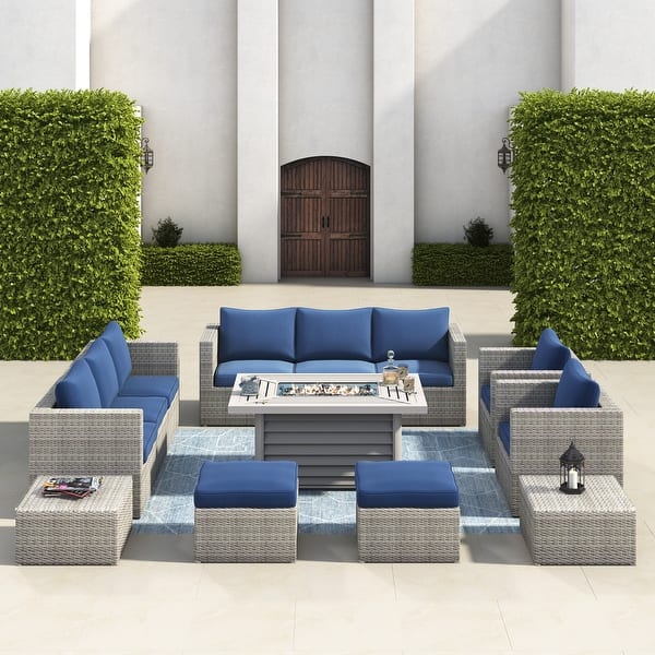 Corvus Trey 13piece Woven Wicker Sectional Patio Furniture Set with