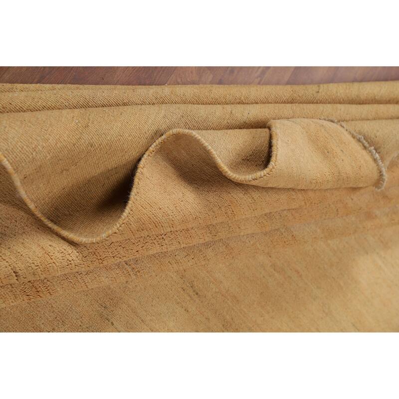 Modern Yellow Gabbeh Oriental Area Rug Handmade Wool Carpet - 8'11"x 13'9"