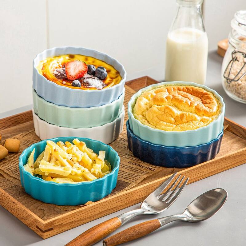 LOVECASA 6 oz Porcelain Mini Ramekins (Set of 6)