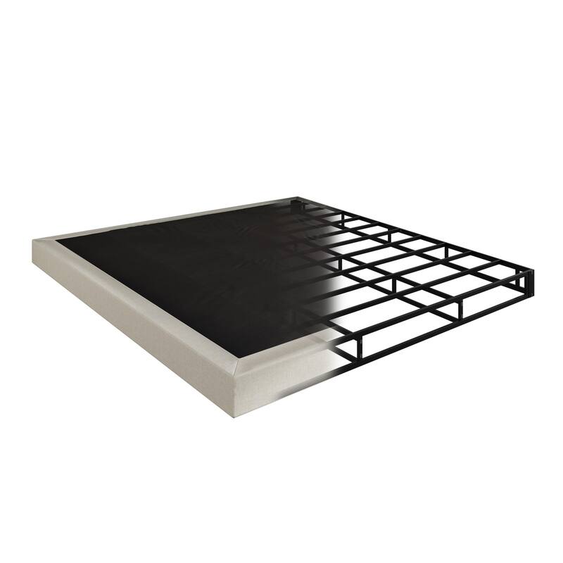 Clayfell Walpi 5" Metal Box Spring / Bed Foundation - Warm Gray/Black, Durable Metal Construction