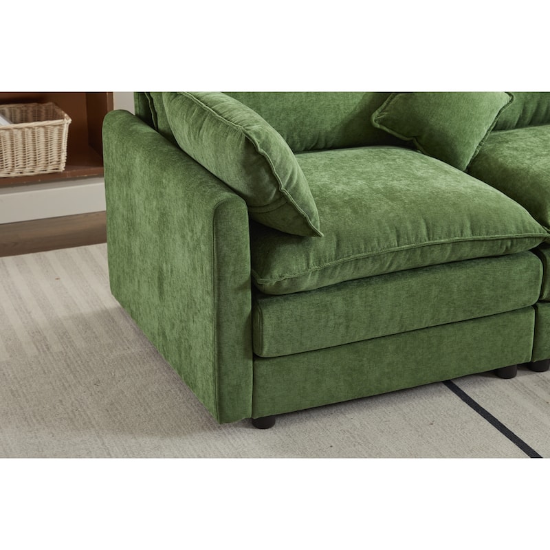 98.8" Chenille L-Shaped Sectional Sofa with 3 Seater